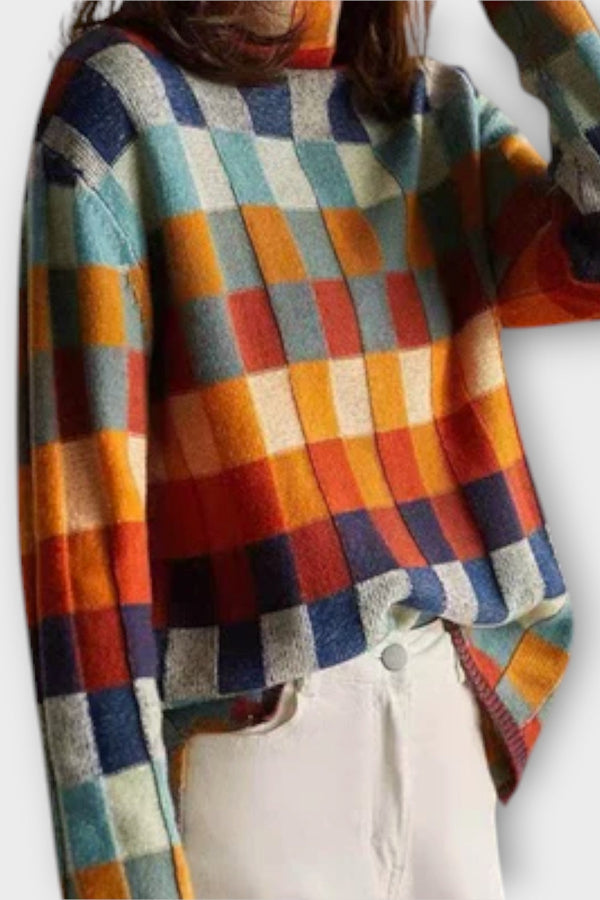 Erika - Patchwork Rollkragenpullover