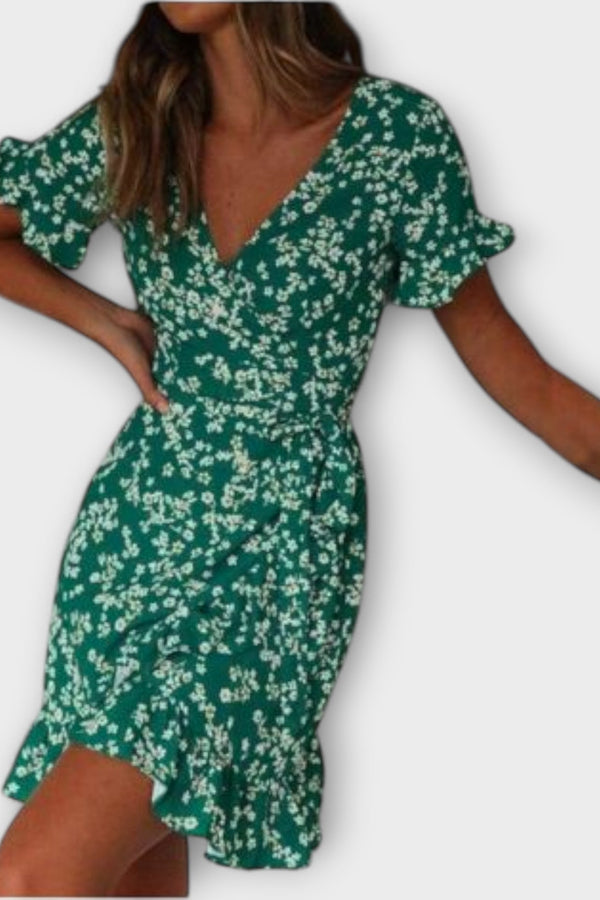 Nilsine - Kurzes Boho-Kleid in Grün